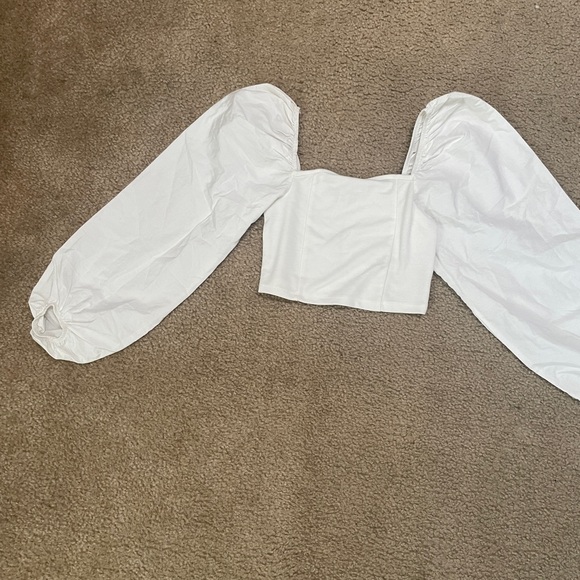 Topshop White Dramatic Sleeve Blouse - Picture 2 of 6